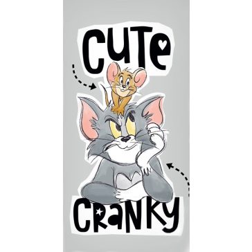   Tom és Jerry Cute & Cranky fürdőlepedő, strand törölköző Cute 70x140cm