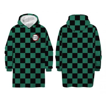   Demon Slayer Green felnőtt belebújós bélelt sherpa polár takaró, poncsó